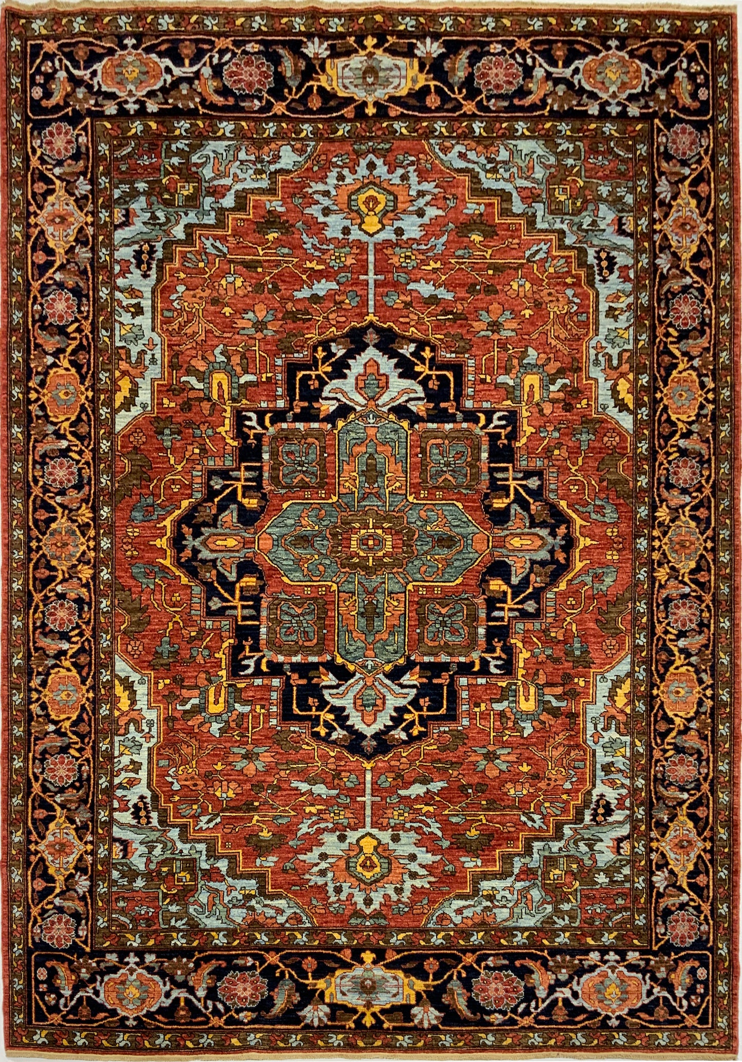 Afghan Turkaman weave, 19th Century Heriz-Serapi design 301x242cm | Rug# 26605