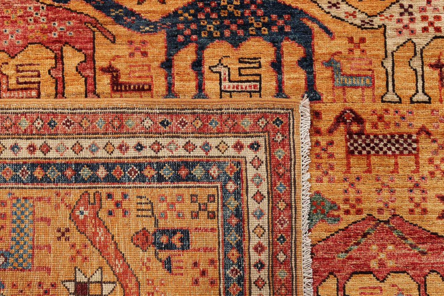 Turkaman weave Afghan 19th c Caucasian pictorial design 174x125 cm | Rug# 26926