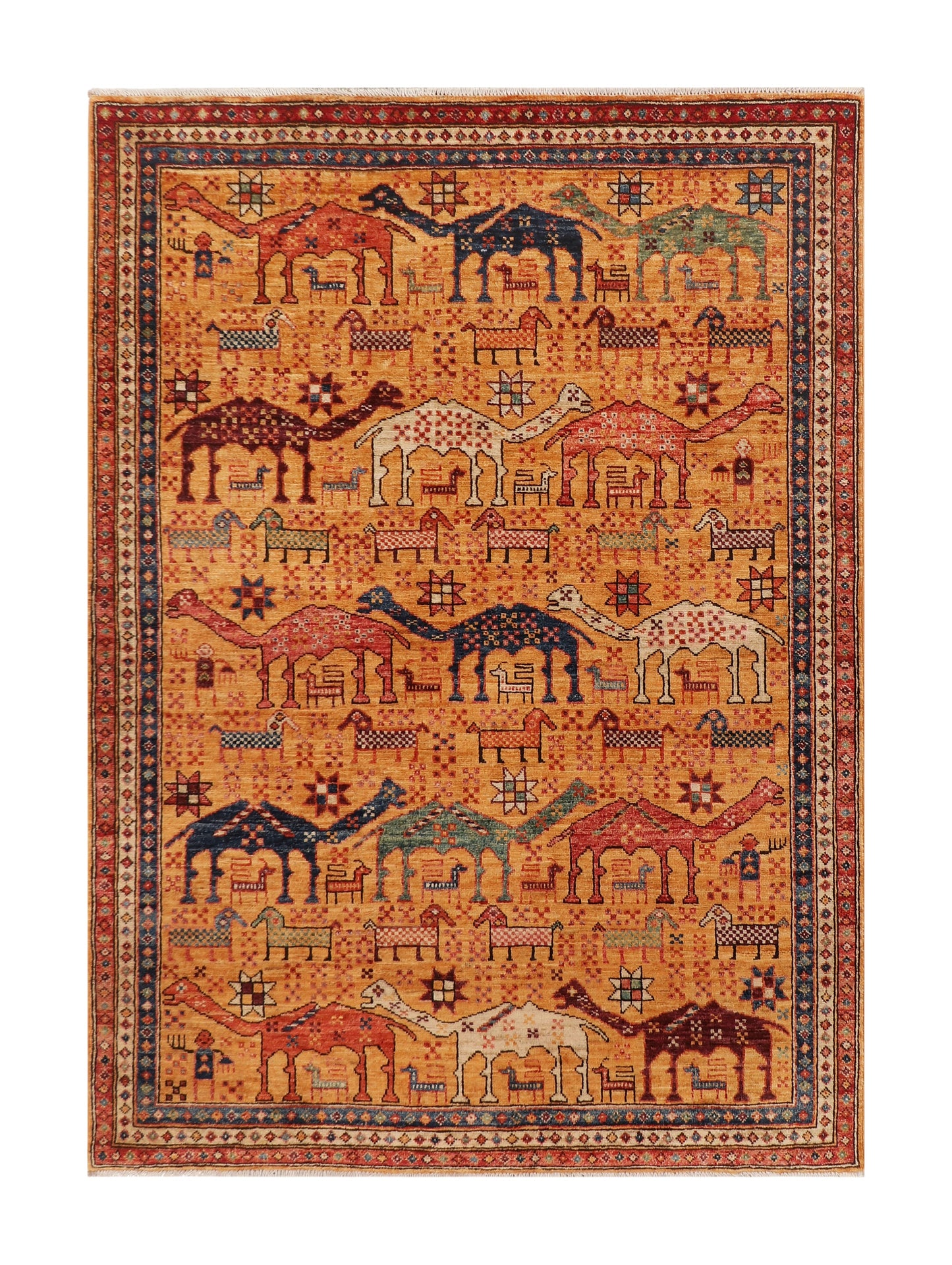 Turkaman weave Afghan 19th c Caucasian pictorial design 174x125 cm | Rug# 26926