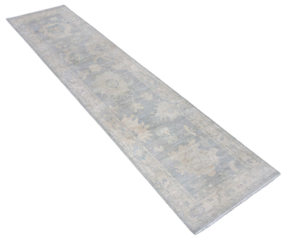 Oushak-Style Wool Runner Rug 390x84 cm | Rug# 27125