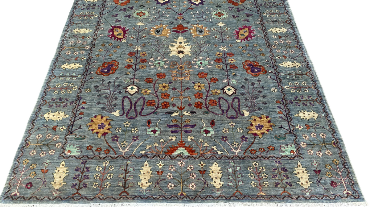 Custom-Made Afghan Tree-of-Life Rug, 355x272 cm | Rug# 27169