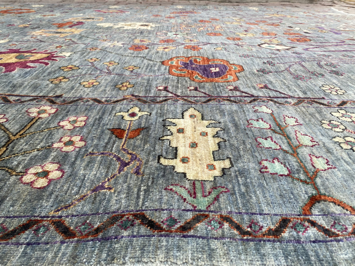 Custom-Made Afghan Tree-of-Life Rug, 355x272 cm | Rug# 27169