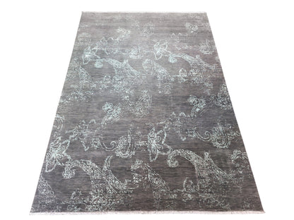 Agra modern design carpet, bamboo silk and wool pile 428x298 cm | Rug#30214