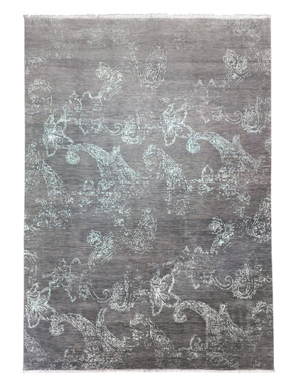 Agra modern design carpet, bamboo silk and wool pile 428x298 cm | Rug#30214