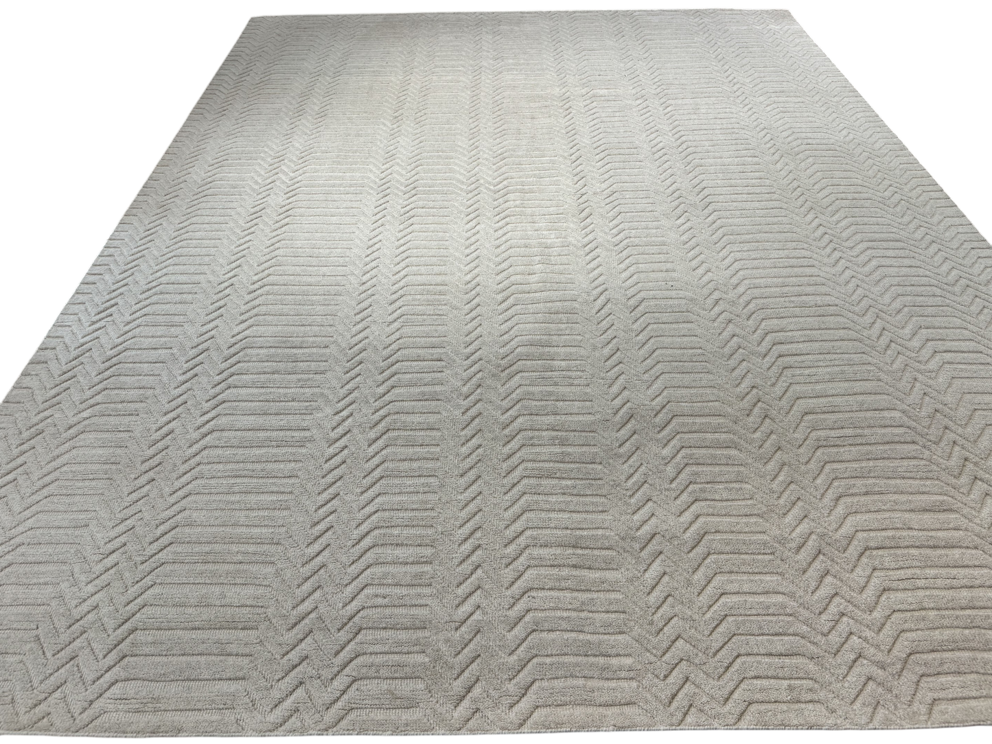 Souf weave hand knotted modern rug in Chevron pattern 360x286cm | Rug# 31661