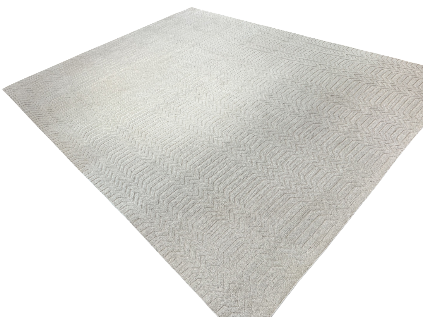 Souf weave hand knotted modern rug in Chevron pattern 360x286cm | Rug# 31661