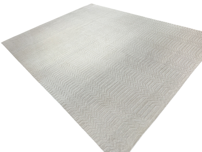 Souf weave hand knotted modern rug in Chevron pattern 360x286cm | Rug# 31661