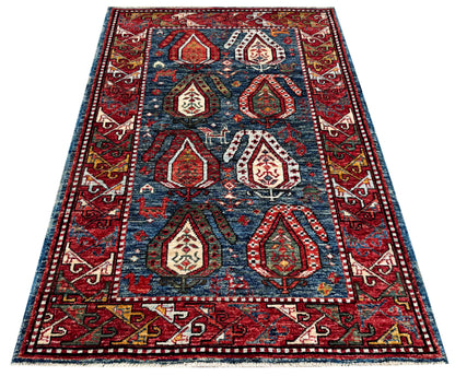 Turkmen weave Afghan, Custom made in a studio in Mazarsharif  193x143cm | Rug# 27256A