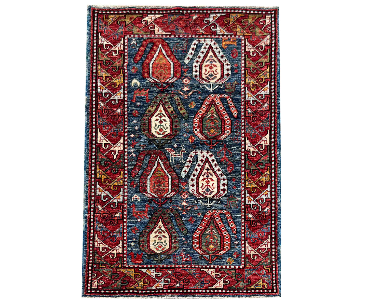 Turkmen weave Afghan, Custom made in a studio in Mazarsharif  193x143cm | Rug# 27256A