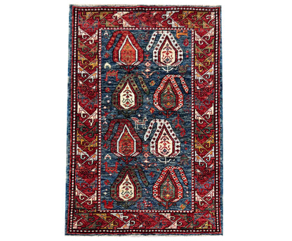 Turkmen weave Afghan, Custom made in a studio in Mazarsharif  193x143cm | Rug# 27256A
