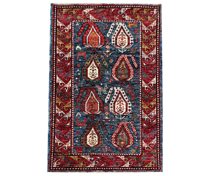 Turkmen weave Afghan, Custom made in a studio in Mazarsharif  193x143cm | Rug# 27256A