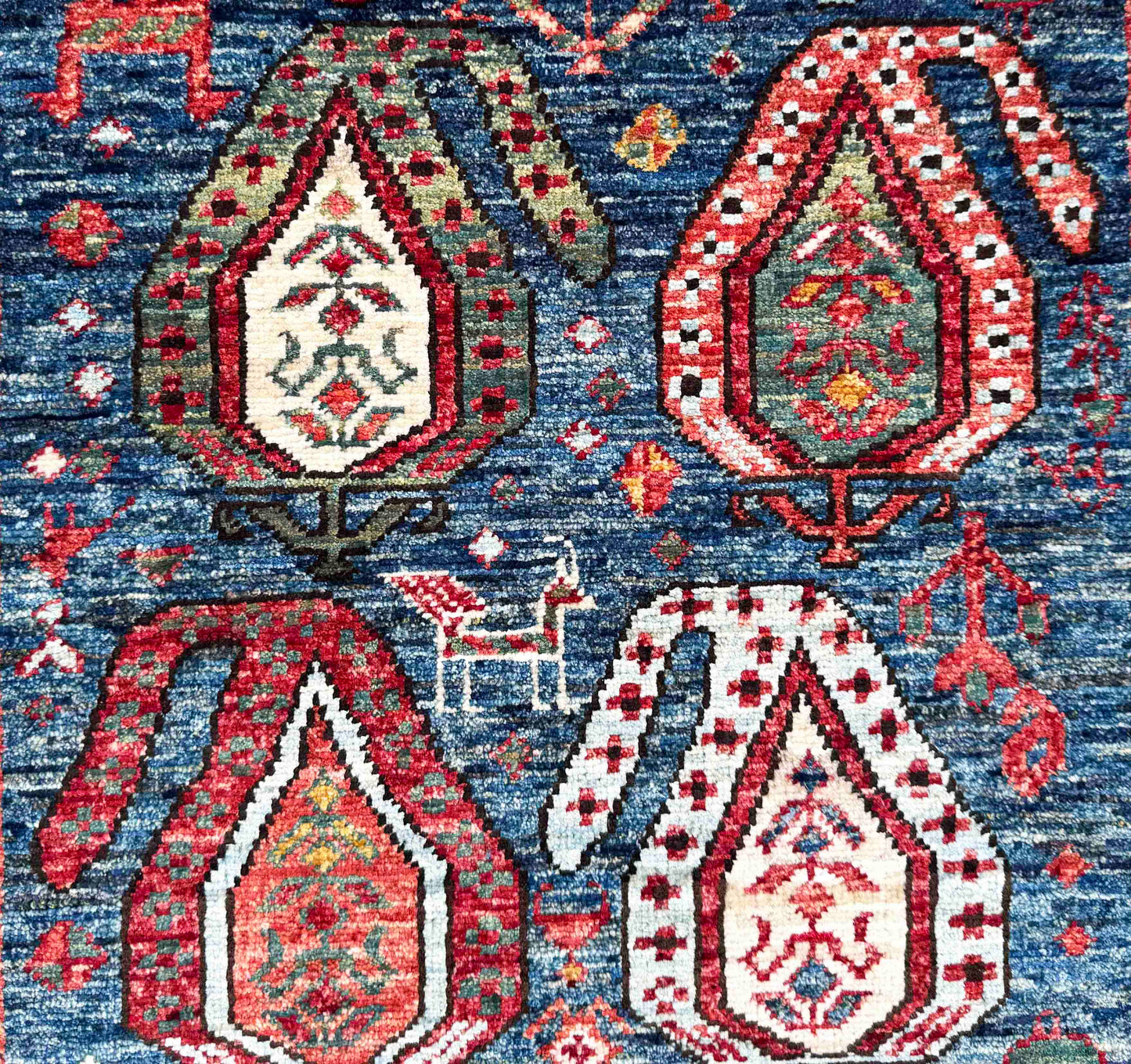Turkmen weave Afghan, Custom made in a studio in Mazarsharif  193x143cm | Rug# 27256A