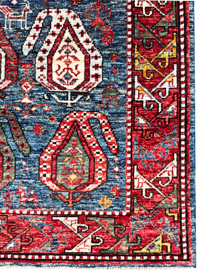 Turkmen weave Afghan, Custom made in a studio in Mazarsharif  193x143cm | Rug# 27256A