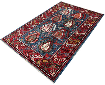 Turkmen weave Afghan, Custom made in a studio in Mazarsharif  193x143cm | Rug# 27256A