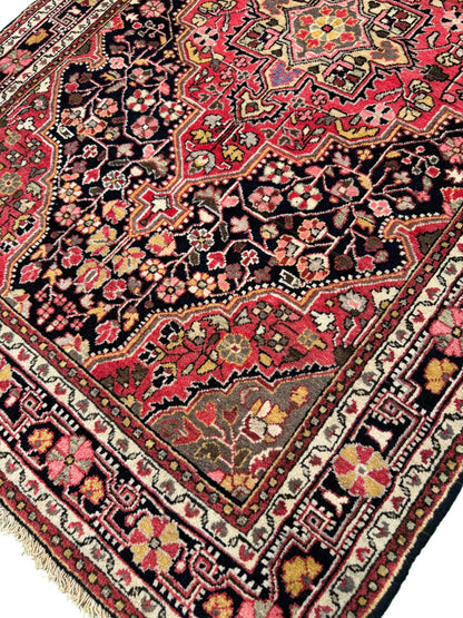 Vintage Jozan Sarouk, double wefts, handspun wool 160x100 cm | Rug# 11025