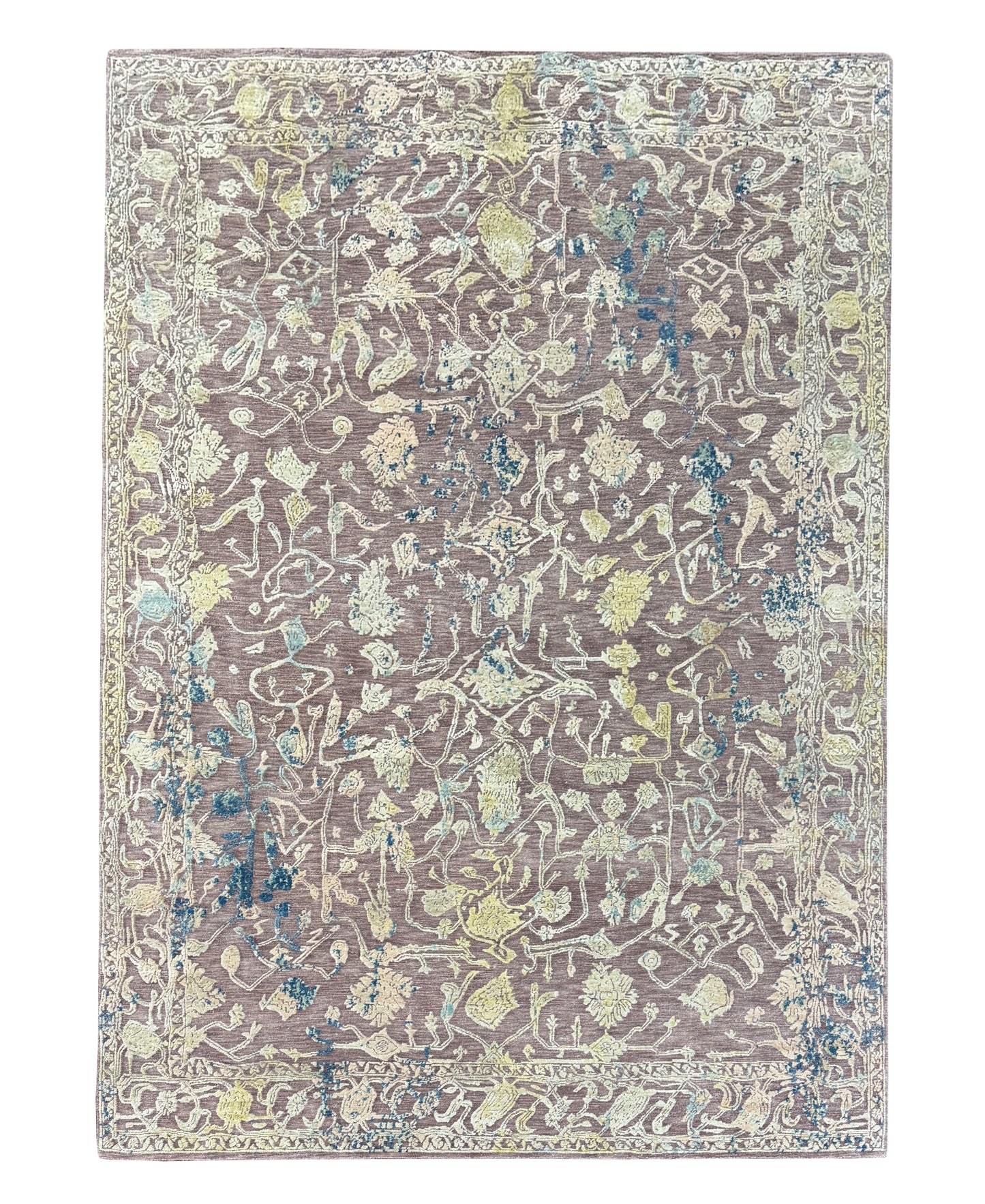 Hand knotted Transitional classic rug, wool and pure silk pile  303x219cm | Rug# 31843