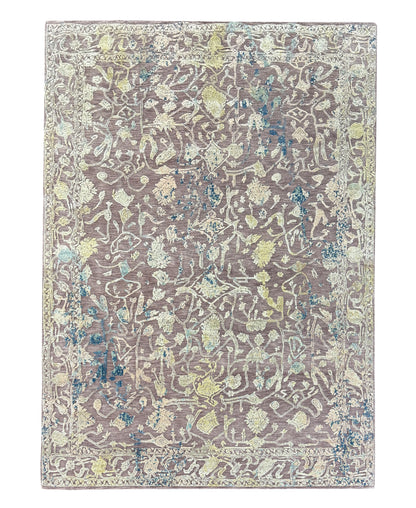 Hand knotted Transitional classic rug, wool and pure silk pile  303x219cm | Rug# 31843