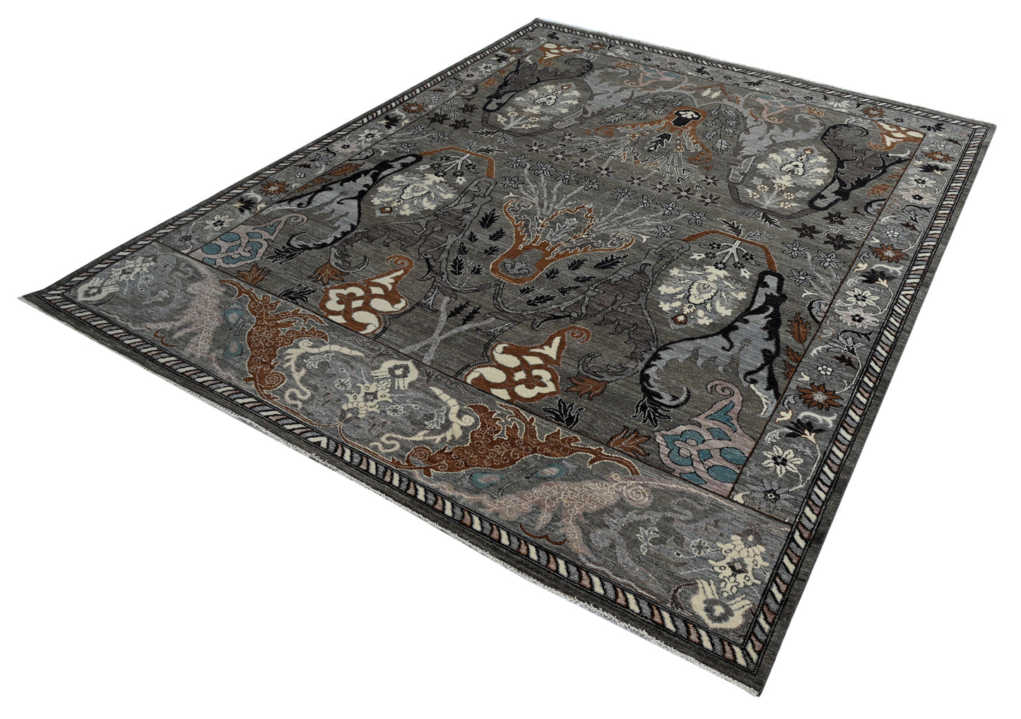 Transitional Garous, 100% handspun Gazi wool pile 202x243cm | Rug# 31998