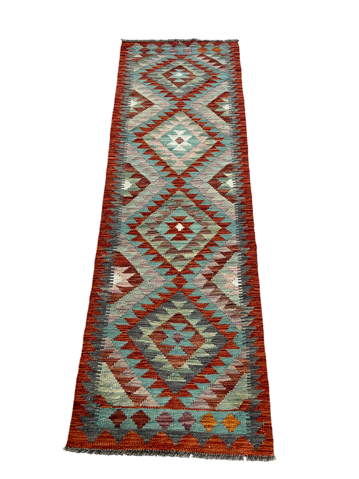 Flat-weave Maimaneh kilim, vegetable dyes 186x60 cm | Rug# 27496