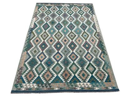 Flat-weave Maimaneh kilim, vegetable dyes, HSW, Afghan  297x199cm | Rug# 27419