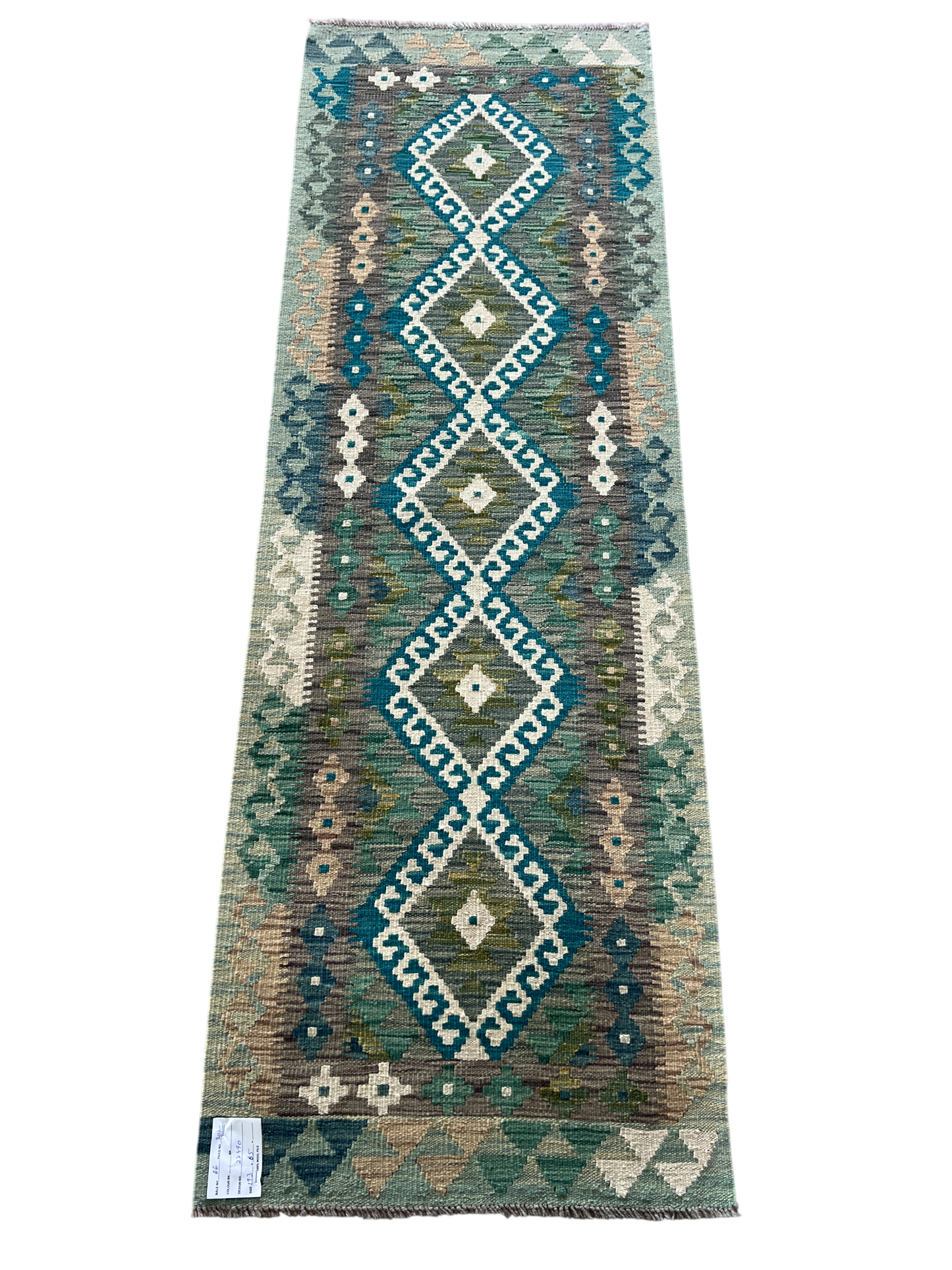 Flat-weave Maimaneh kilim, vegetable dyes, HSW, Afghan  193x65 cm | Rug# 27490