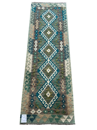 Flat-weave Maimaneh kilim, vegetable dyes, HSW, Afghan  193x65 cm | Rug# 27490