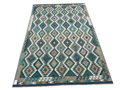 Flat-weave Maimaneh kilim, vegetable dyes, HSW, Afghan  297x199cm | Rug# 27419