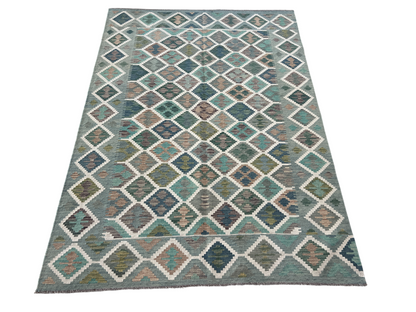 Flat-weave Maimaneh kilim, vegetable dyes, HSW, Afghan  241x171cm | Rug# 27423