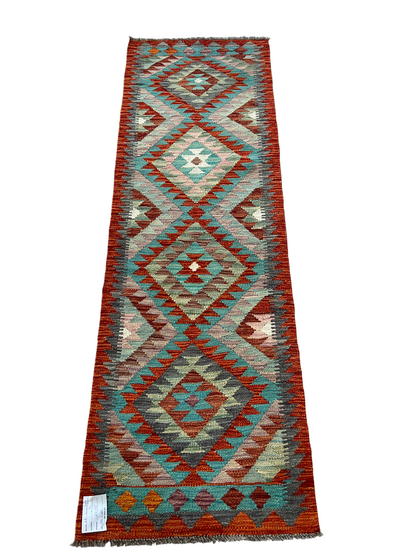 Flat-weave Maimaneh kilim, vegetable dyes 186x60 cm | Rug# 27496