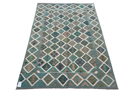 Flat-weave Maimaneh kilim, vegetable dyes, HSW, Afghan  241x171cm | Rug# 27423