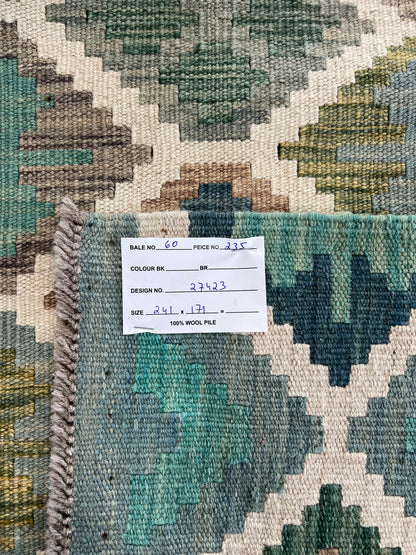 Flat-weave Maimaneh kilim, vegetable dyes, HSW, Afghan  241x171cm | Rug# 27423