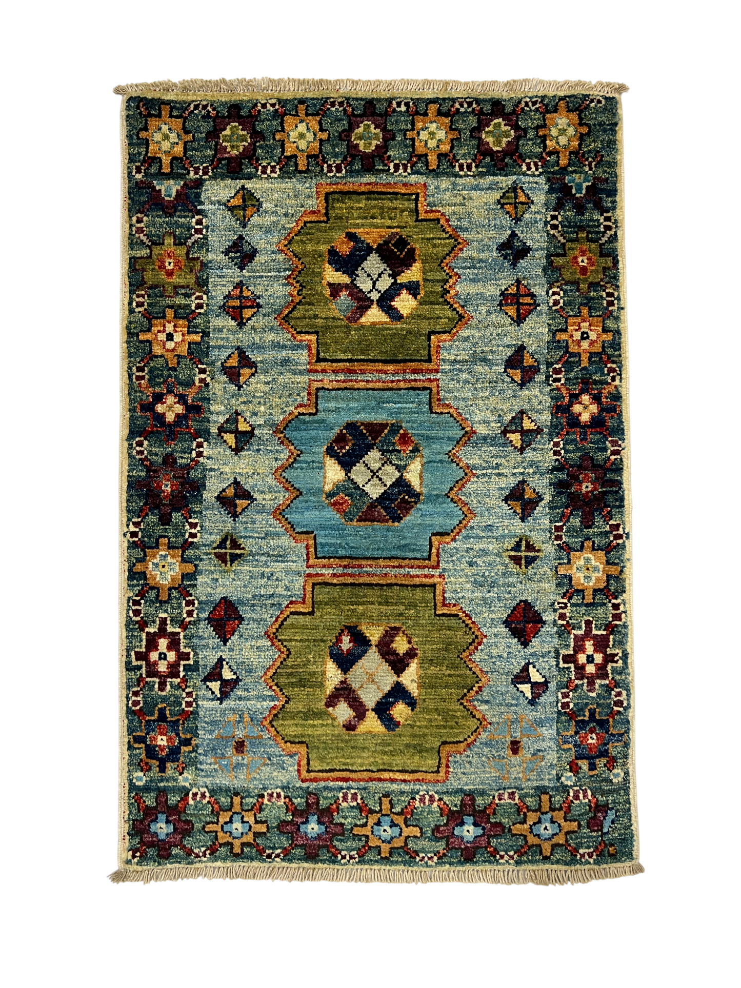 Turkmen-weave sampler rug, wool pile, HSW, Afghan 89x65cm | Rug# 27398