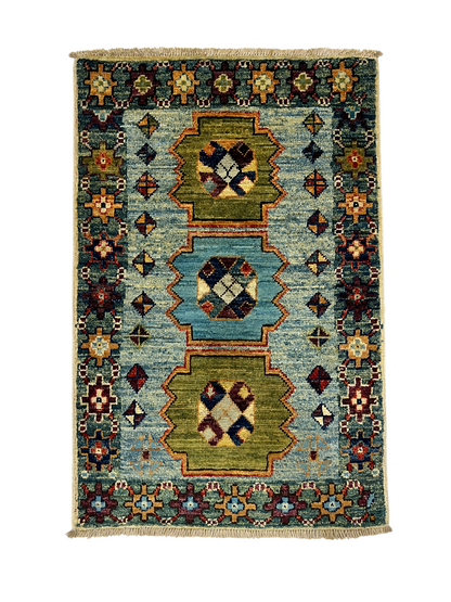 Turkmen-weave sampler rug, wool pile, HSW, Afghan 89x65cm | Rug# 27398