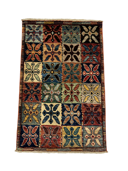 Turkmen-weave sampler rug, wool pile, HSW, Afghan 95x61cm | Rug# 27372