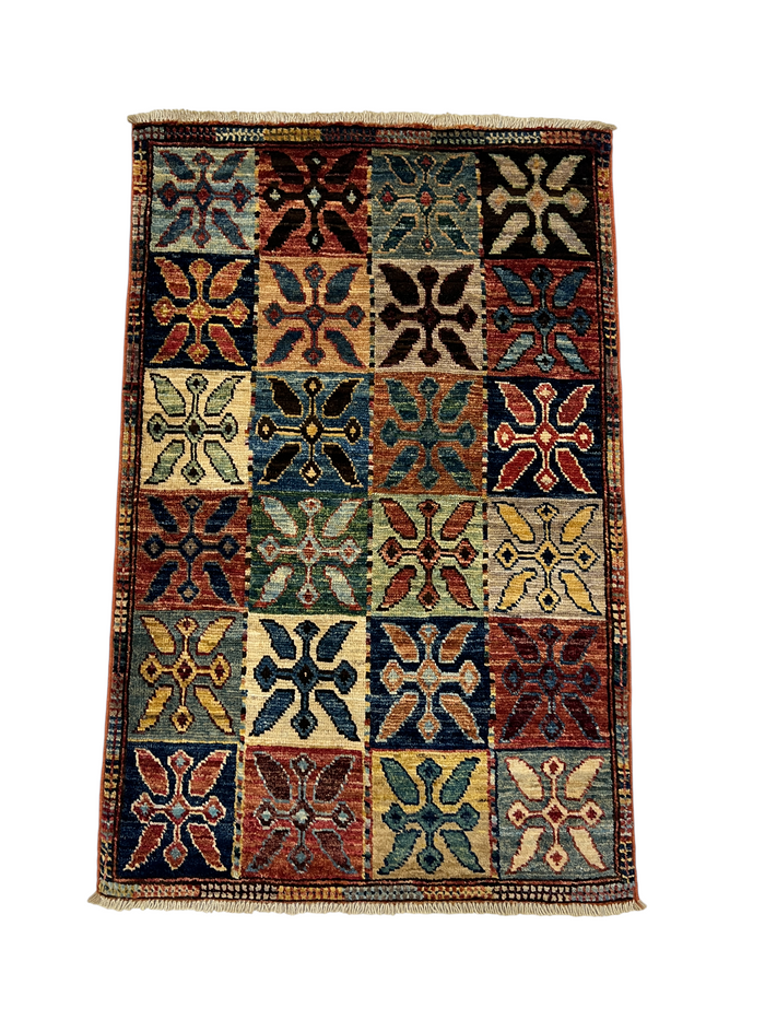 Turkmen-weave sampler rug, wool pile, HSW, Afghan 95x61cm | Rug# 27372