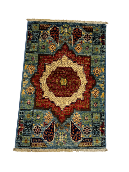 Turkmen-weave sampler rug, wool pile, HSW, Afghan 89x58cm | Rug# 27375