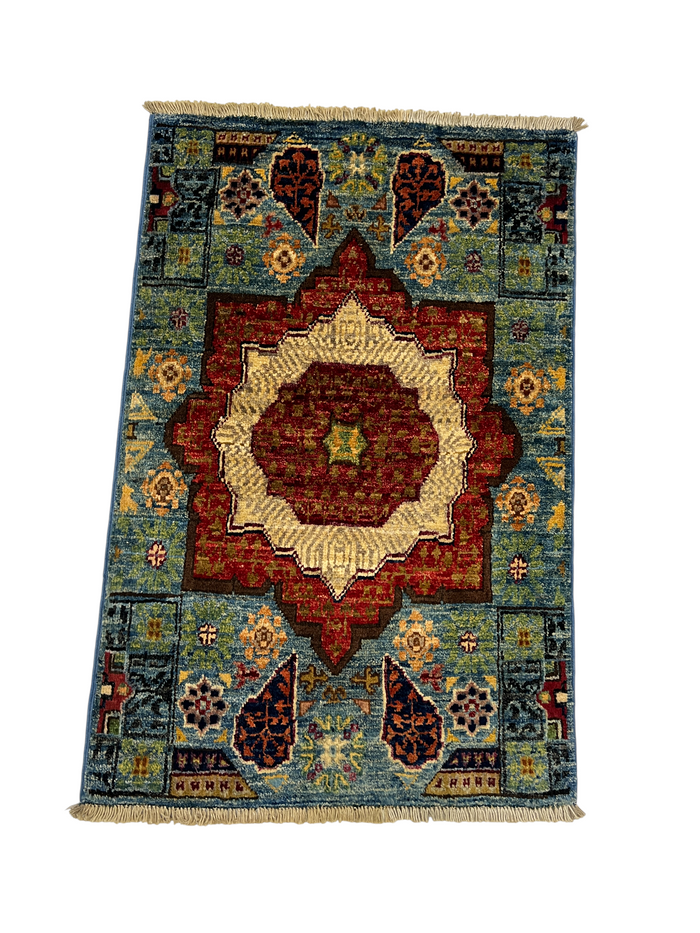 Turkmen-weave sampler rug, wool pile, HSW, Afghan 89x58cm | Rug# 27375