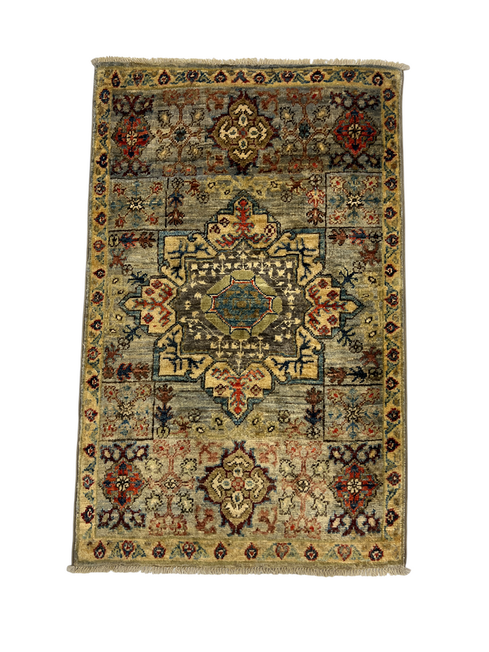 Turkmen-weave sampler rug, wool pile, HSW, Afghan 95x60cm | Rug# 27376