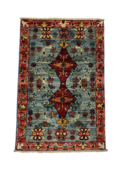 Turkmen-weave sampler rug, wool pile, HSW, Afghan 90x59cm | Rug# 27391