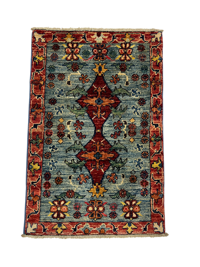 Turkmen-weave sampler rug, wool pile, HSW, Afghan 90x59cm | Rug# 27391
