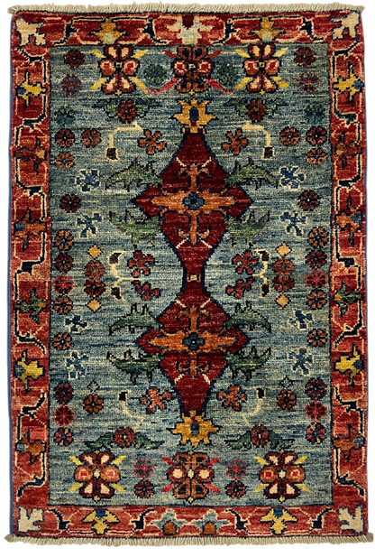 Turkmen-weave sampler rug, wool pile, HSW, Afghan 90x59cm | Rug# 27391