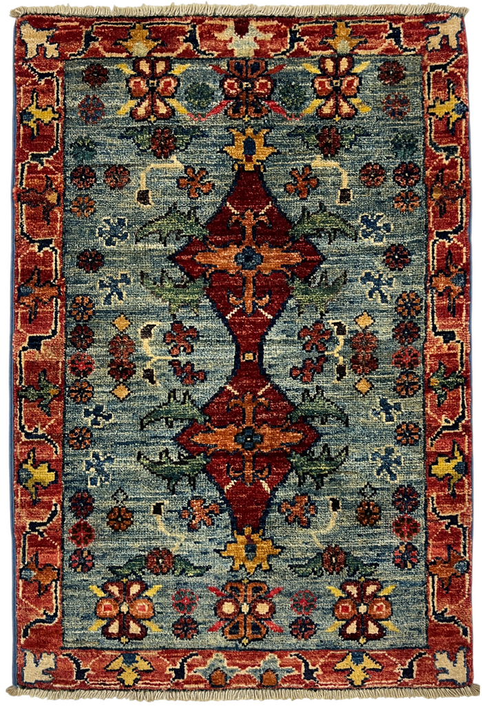Turkmen-weave sampler rug, wool pile, HSW, Afghan 90x59cm | Rug# 27391