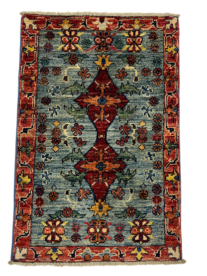 Turkmen-weave sampler rug, wool pile, HSW, Afghan 90x59cm | Rug# 27391
