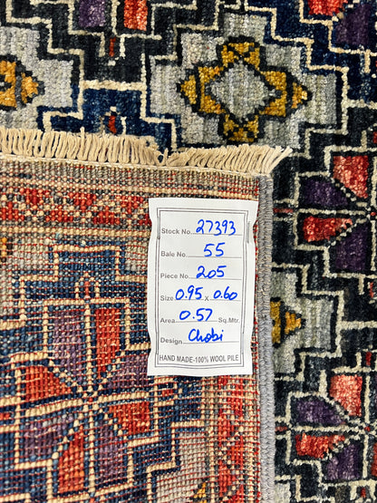 Turkmen-weave sampler rug, wool pile, HSW, Afghan 95x60cm | Rug# 27393