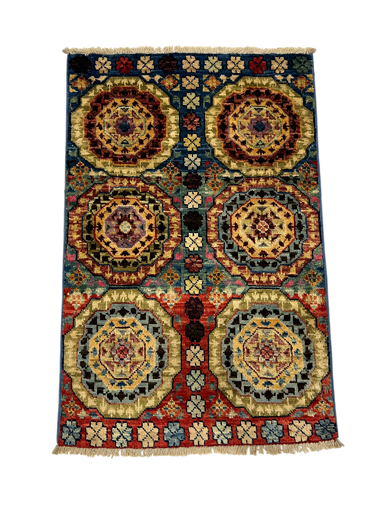 Turkmen-weave sampler rug, wool pile, HSW, Afghan 89x58cm | Rug# 27401