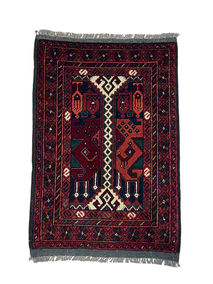 Turkmen sampler rug, wool pile, Afghan 60x40cm | Rug# 27353
