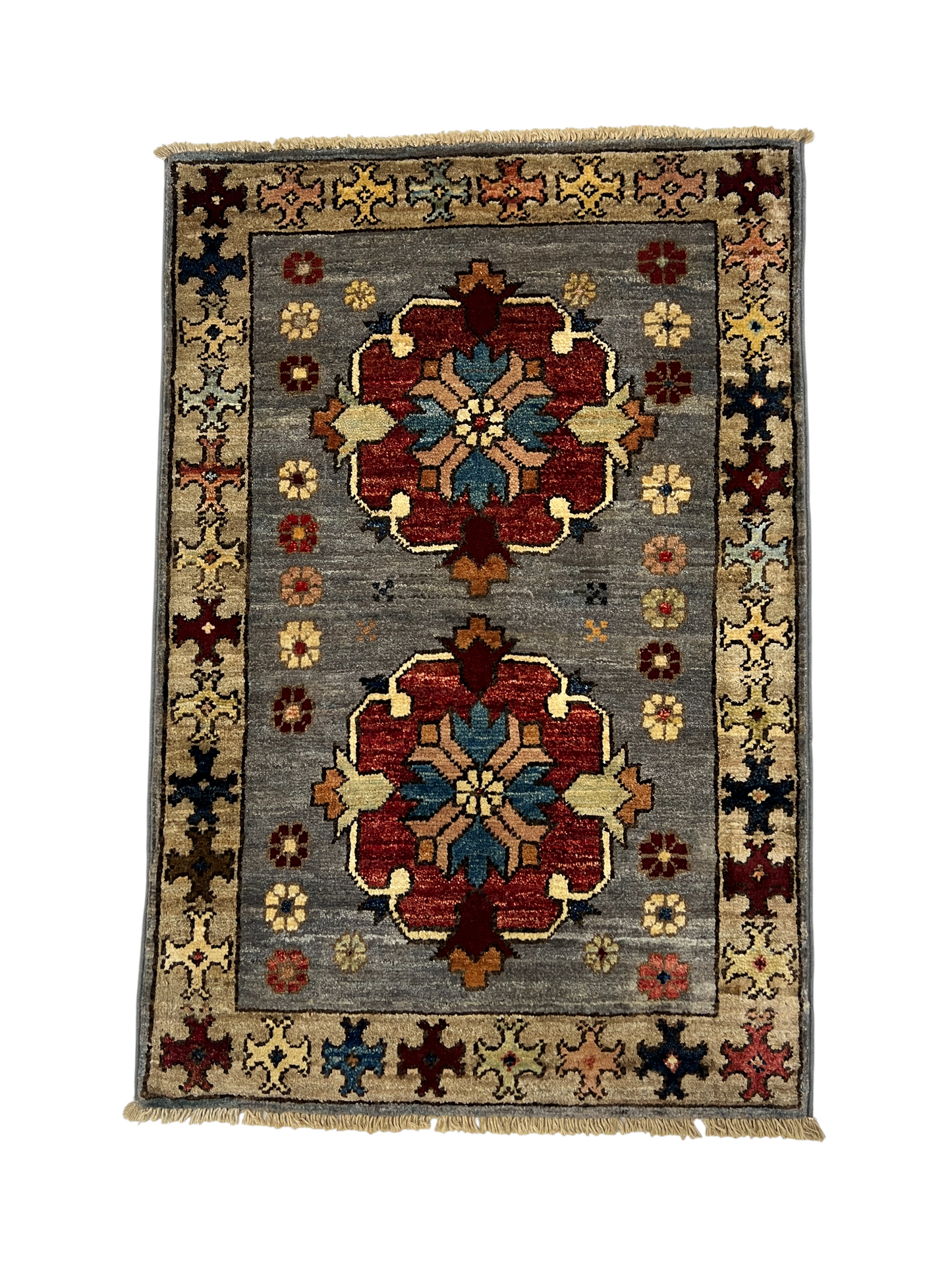 Turkmen-weave sampler rug, wool pile, HSW, Afghan 90x59cm | Rug# 27371