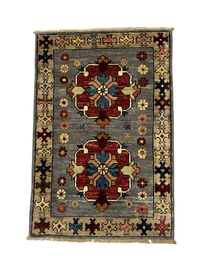 Turkmen-weave sampler rug, wool pile, HSW, Afghan 90x59cm | Rug# 27371