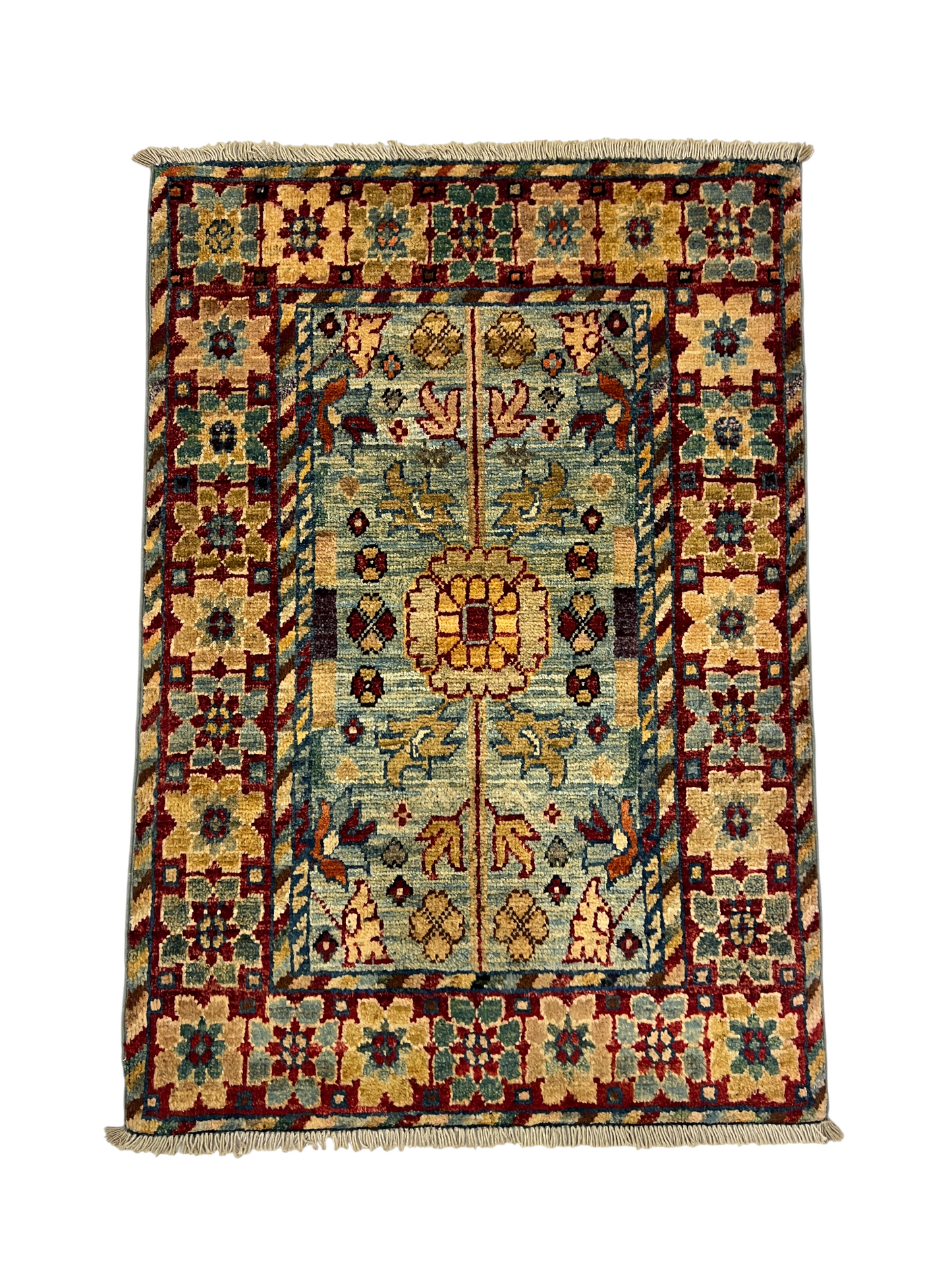 Turkmen-weave sampler rug, wool pile, HSW, Afghan 91x62cm | Rug# 27377