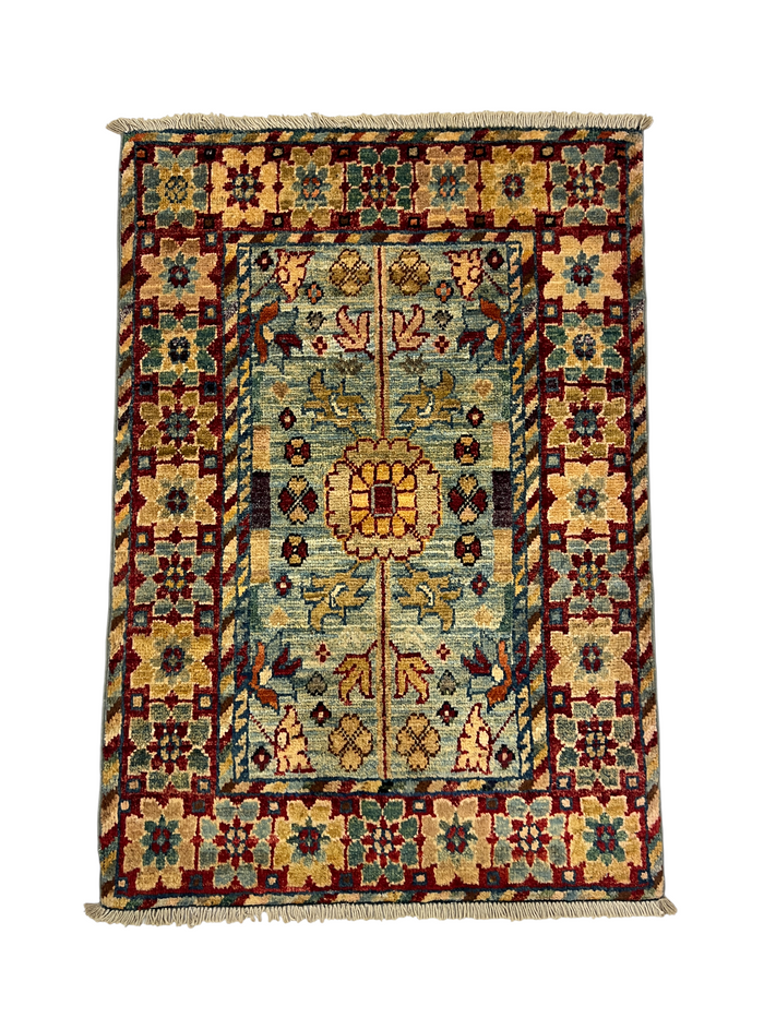 Turkmen-weave sampler rug, wool pile, HSW, Afghan 91x62cm | Rug# 27377